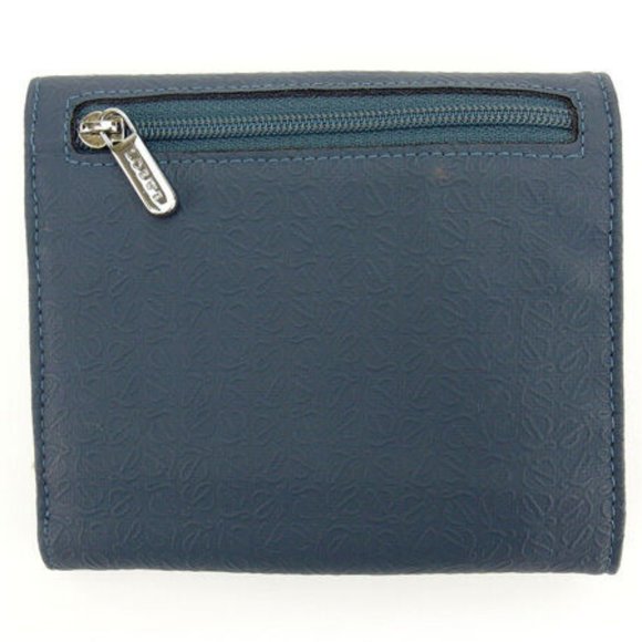 Loewe Wallet Purse Trifold Navy Grey Woman Authentic Used Y3345 - Picture 4 of 5